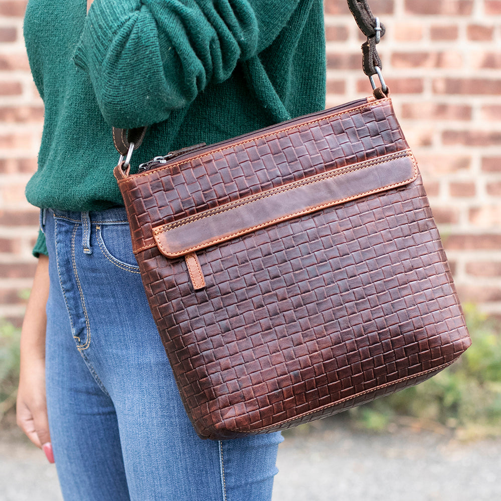 Woven Zippered Crossbody Hobo Bag #WF832